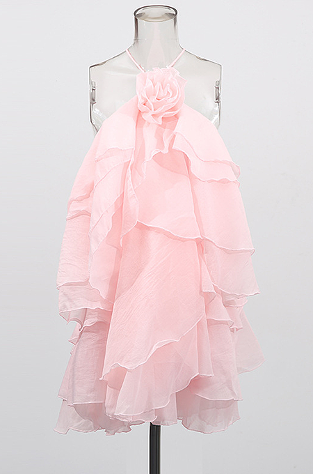 SUPER WHOLESALE | Halter Layers Puffy Mini Dress