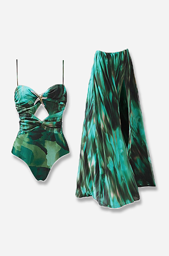 SUPER WHOLESALE | One-piece Cut-out Swimwear with Skirt