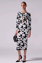 SUPER WHOLESALE | Cropped Rose Printed Knit Skirt Suit