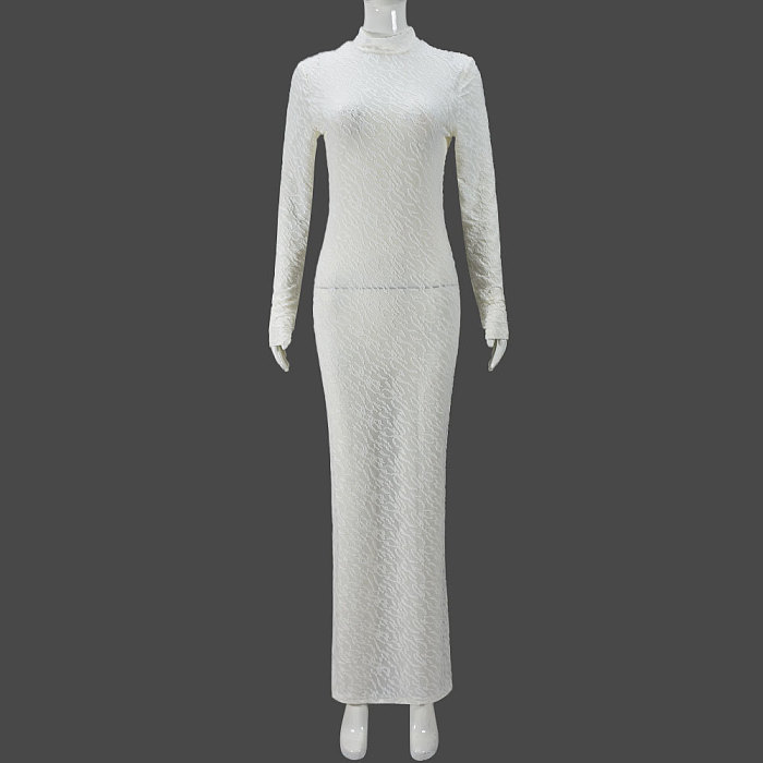 SUPER WHOLESALE | Mock Neck Long Dress
