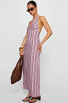 SUPER WHOLESALE | Striped Halter Long Dress