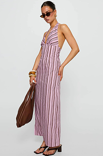 SUPER WHOLESALE | Striped Halter Long Dress