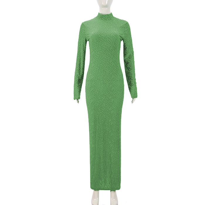 SUPER WHOLESALE | Mock Neck Long Dress