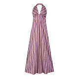 SUPER WHOLESALE | Striped Halter Long Dress