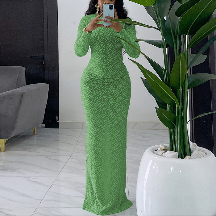 SUPER WHOLESALE | Mock Neck Long Dress