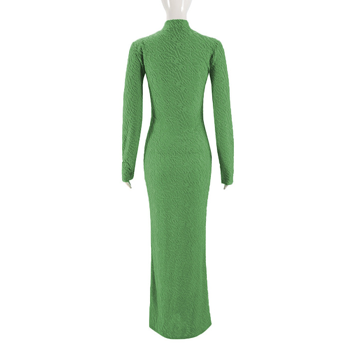 SUPER WHOLESALE | Mock Neck Long Dress