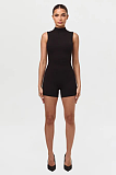 SUPER WHOLESALE | Sleeveless Sculpt Romper in Black