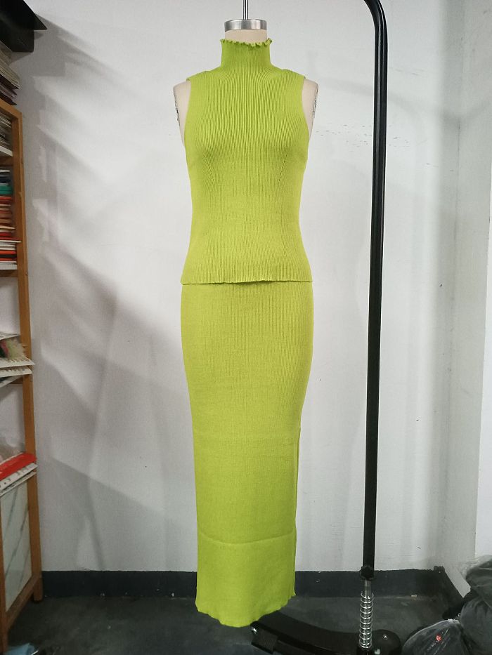 SUPER WHOLESALE | Knit Skirt Set with Off-shoulder Top