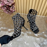 SUPER WHOLESALE | Mermaid Sandal with Crystal Heel Black