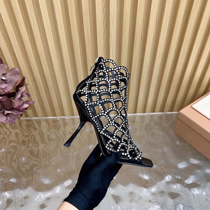SUPER WHOLESALE | Mermaid Sandal with Crystal Heel Black