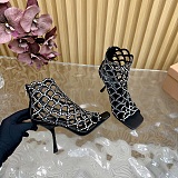 SUPER WHOLESALE | Mermaid Sandal with Crystal Heel Black