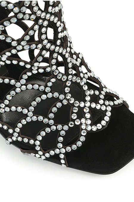 SUPER WHOLESALE | Mermaid Sandal with Crystal Heel Black