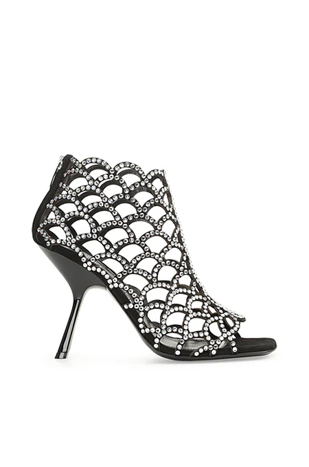 SUPER WHOLESALE | Mermaid Sandal with Crystal Heel Black