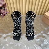 SUPER WHOLESALE | Mermaid Sandal with Crystal Heel Black