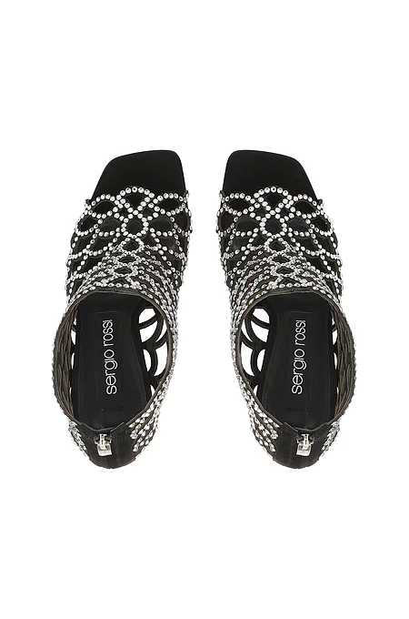 SUPER WHOLESALE | Mermaid Sandal with Crystal Heel Black