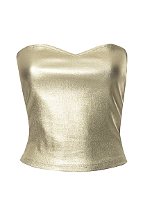 SUPER WHOLESALE | Crop Top Sleeveless Gold Foil Fitted Bustier
