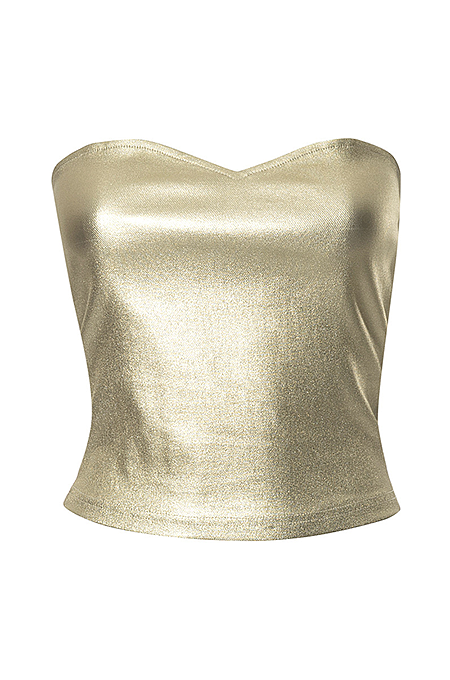 SUPER WHOLESALE | Crop Top Sleeveless Gold Foil Fitted Bustier