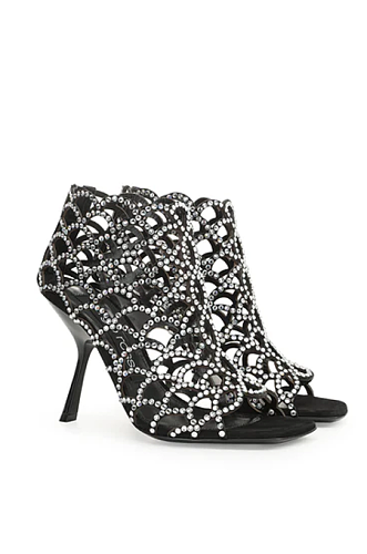 SUPER WHOLESALE | Mermaid Sandal with Crystal Heel Black