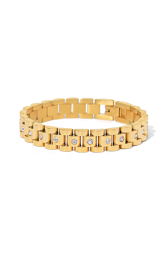 SUPER WHOLESALE | 18K Gold Plated Steel Link Bracelet – Unisex, Luxury Finish