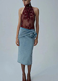 SUPER WHOLESALE | Midi Skirt with 3d Rose