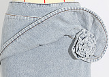 SUPER WHOLESALE | Denim Mini Skirt with 3d Rose