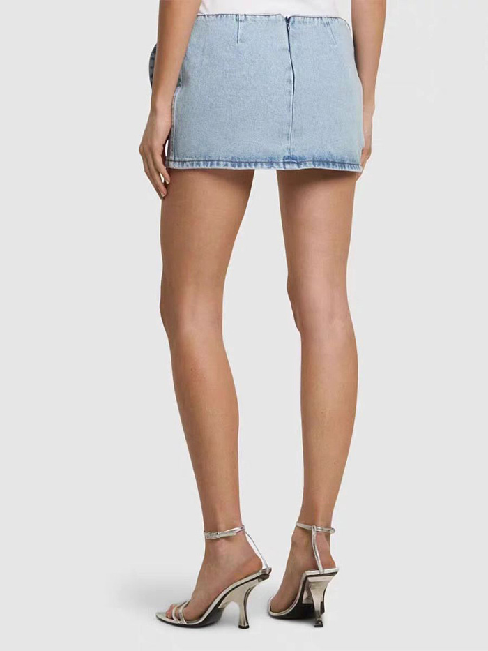 SUPER WHOLESALE | Denim Mini Skirt with 3d Rose