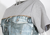 SUPER WHOLESALE | Patchwork Pinted T-shirt