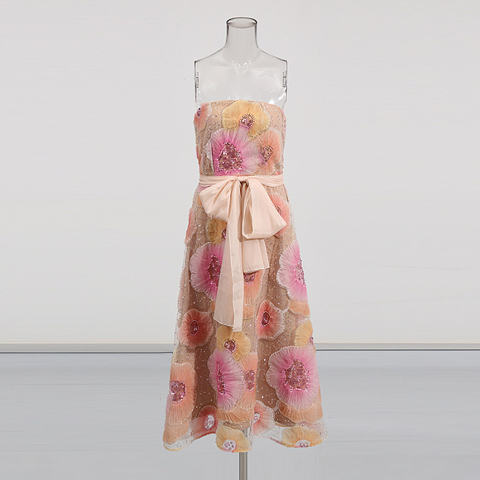SUPER WHOLESALE |  Embroidered Beaded Strapless Dress