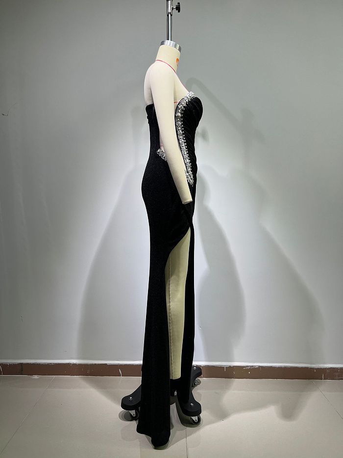 SUPER WHOLESALE |  Split Diamond Evening Gown
