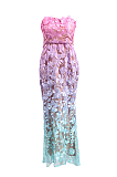 Strapless Flower Patchwork Slim-fit Dress
