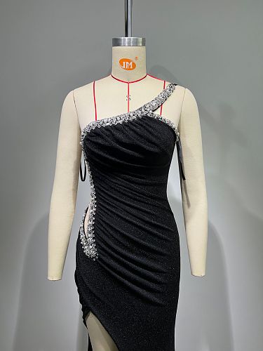 SUPER WHOLESALE |  Split Diamond Evening Gown