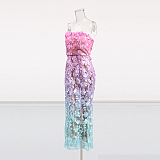 Strapless Flower Patchwork Slim-fit Dress