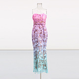Strapless Flower Patchwork Slim-fit Dress