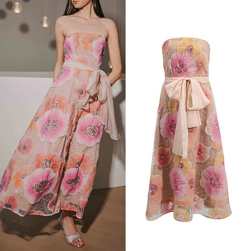 SUPER WHOLESALE |  Embroidered Beaded Strapless Dress