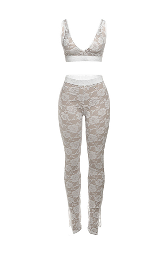 SUPER WHOLESALE | Lace Set with Cropped Tank Top