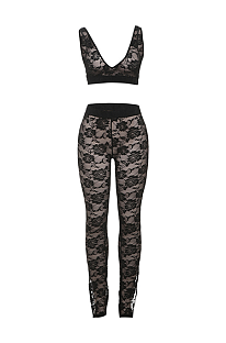 SUPER WHOLESALE | Lace Set with Cropped Tank Top