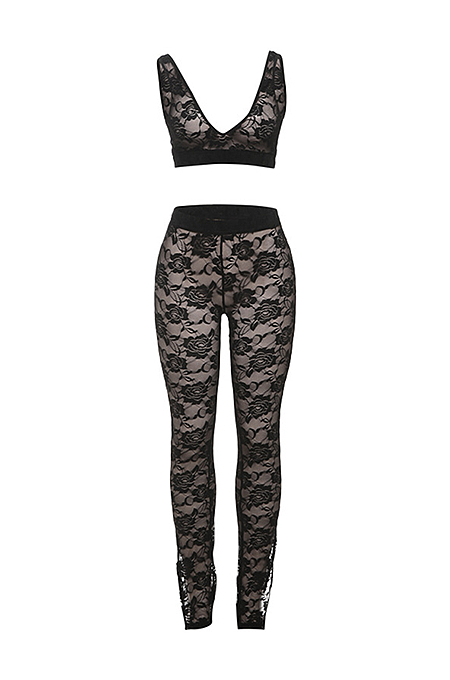 SUPER WHOLESALE | Lace Set with Cropped Tank Top