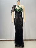SUPER WHOLESALE | One-shoulder Sequins Evening Dress