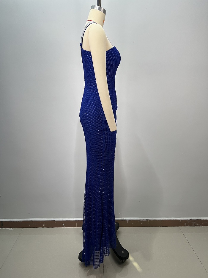 SUPER WHOLESALE | One-shoulder Bling Bling Evening Dress