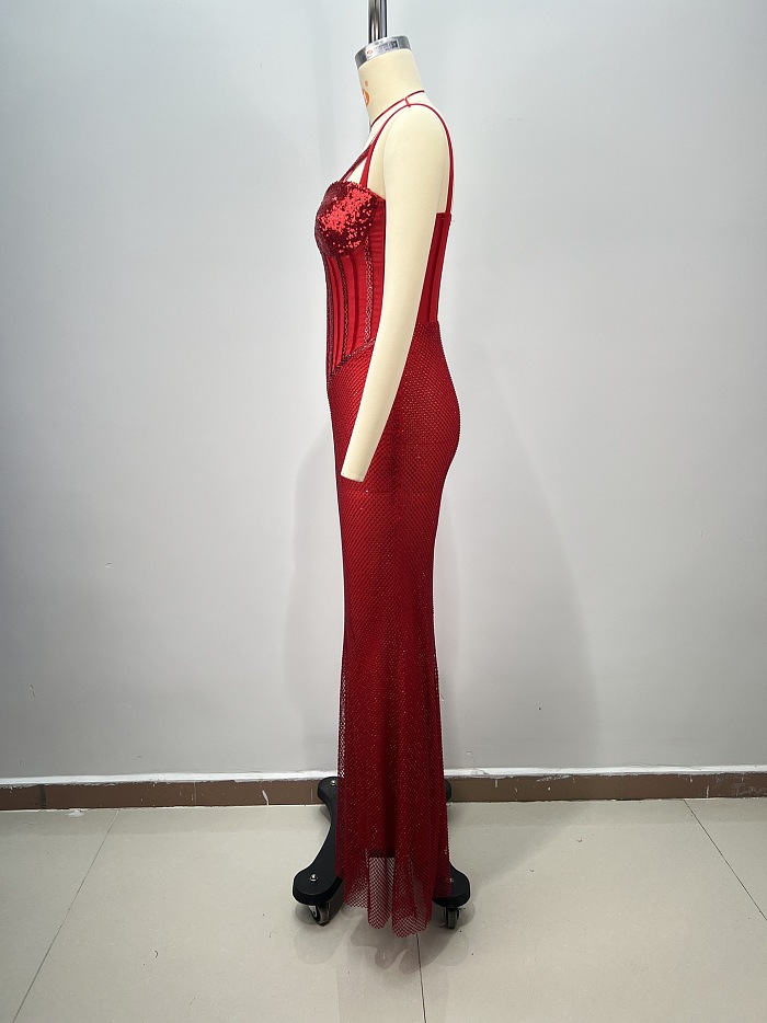 SUPER WHOLESALE | Beaded Gown in Wine Red