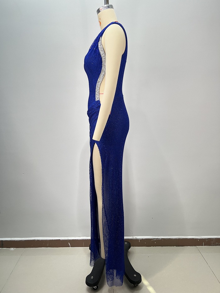 SUPER WHOLESALE | One-shoulder Bling Bling Evening Dress