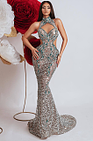 SUPER WHOLESALE | Mockneck Beaded Gown