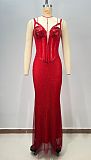 SUPER WHOLESALE | Beaded Gown in Wine Red