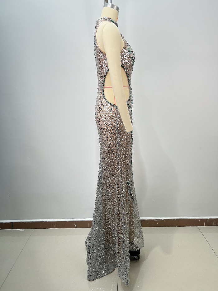 SUPER WHOLESALE | Mockneck Beaded Gown