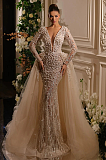 SUPER WHOLESALE | Plunging Pearl Beaded Gown