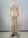 SUPER WHOLESALE | Plunging Pearl Beaded Gown