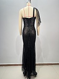 SUPER WHOLESALE | One-shoulder Sequins Evening Dress