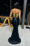 SUPER WHOLESALE | Strapless Gold Plated Gown