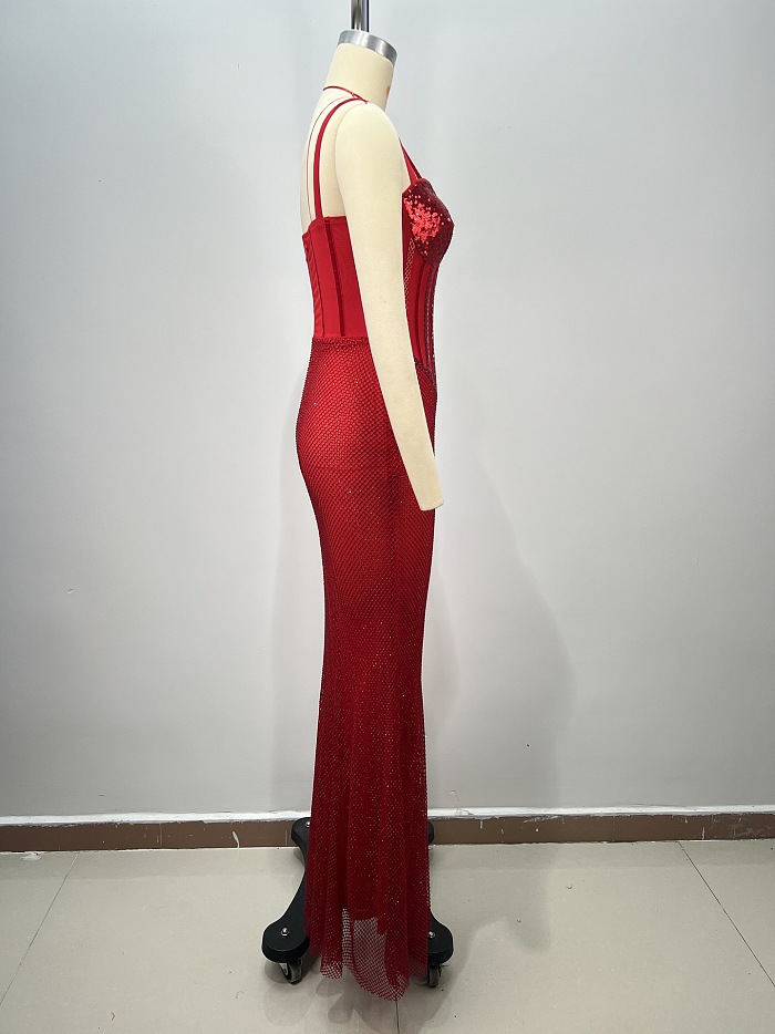 SUPER WHOLESALE | Beaded Gown in Wine Red