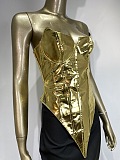 SUPER WHOLESALE | Strapless Gold Plated Gown